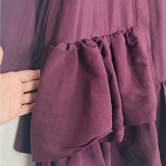 COS frilled shirt dress in deep plum color. Long sleeve button front ruffle. 10 - Picture 7 of 9